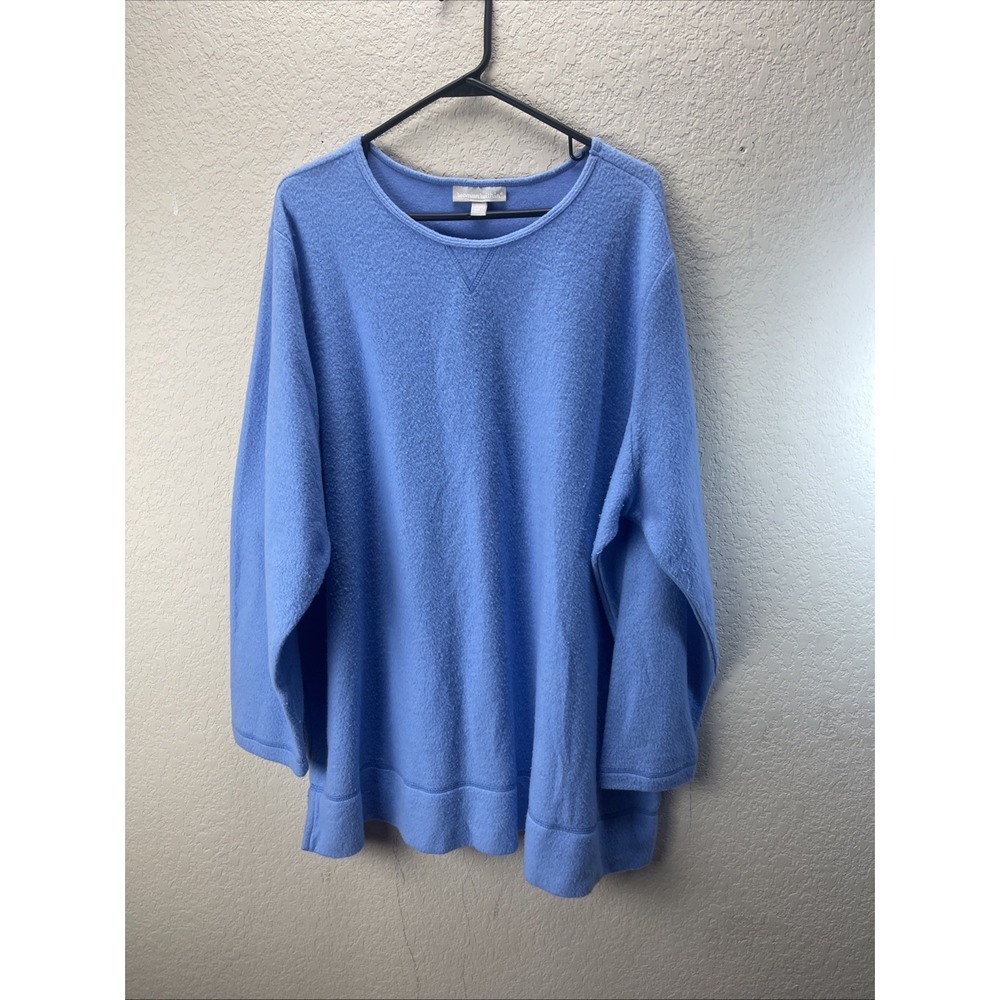 Woman Within Oversized Sweater Women's 2X Baby Blue Long Sleeve Fuzzy Super Soft